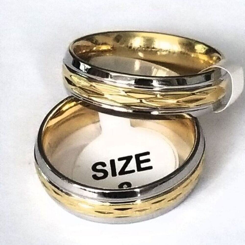 Gold and Silver 316L Stainless Steel band tarnish resistant ring size 6